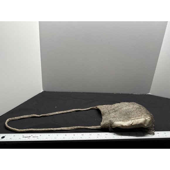 Vintage Walborg Flapper Silver Gray Beaded Evening Bag With Fringe & Strap - Picture 5 of 13